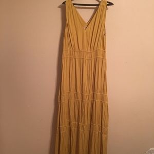 V-neck Golden Maxi Anthropologie Dress